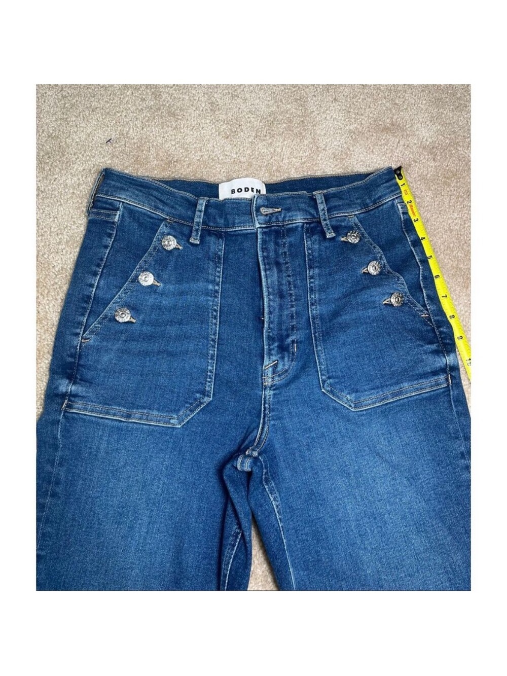 Boden Button Detail Straight Jeans, 30W 32L - Picture 8 of 16